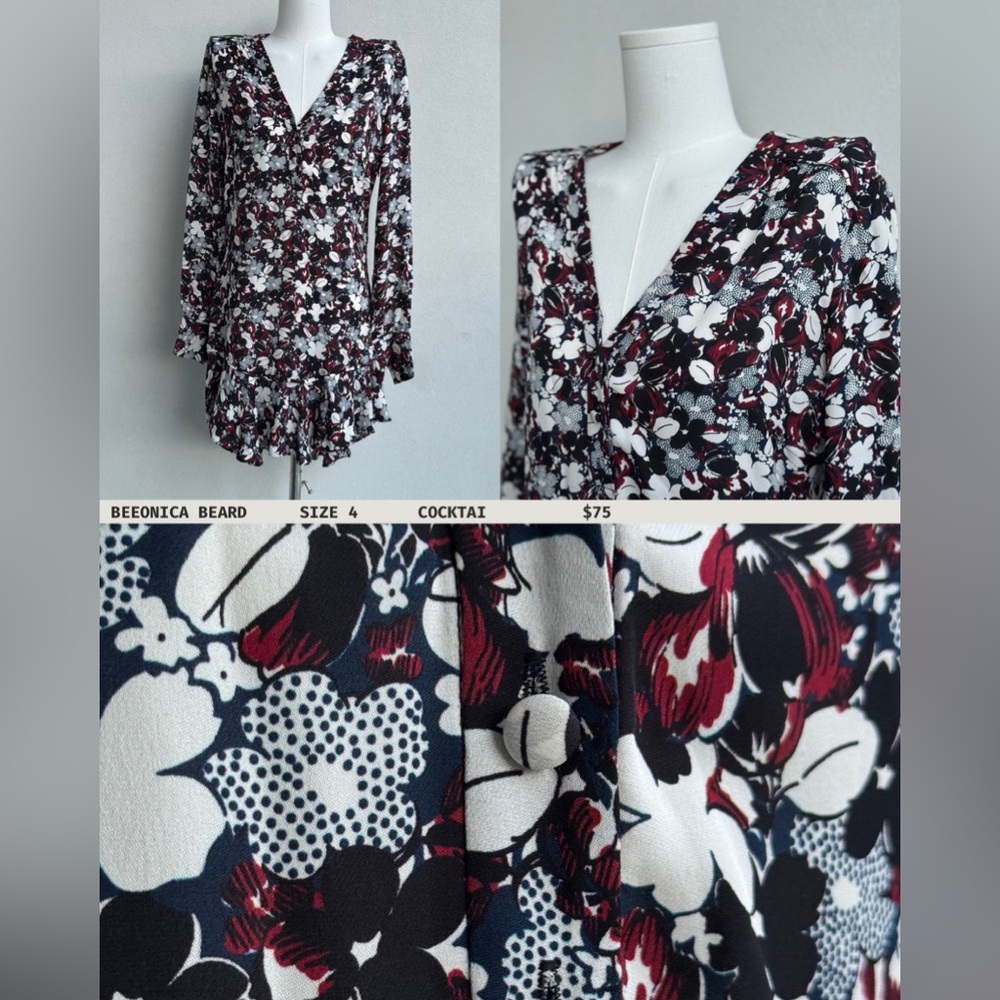 Veronica Beard Franklin floral print silk mini dress